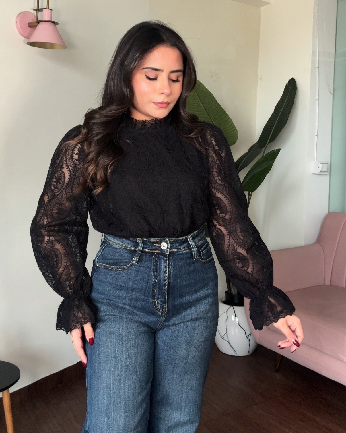 Lacy Bell Sleeves Blouse