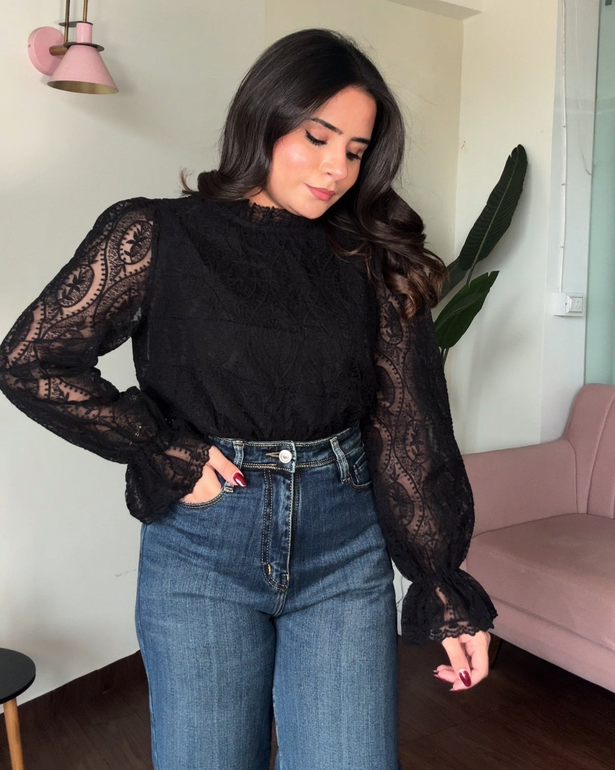 Lacy Bell Sleeves Blouse