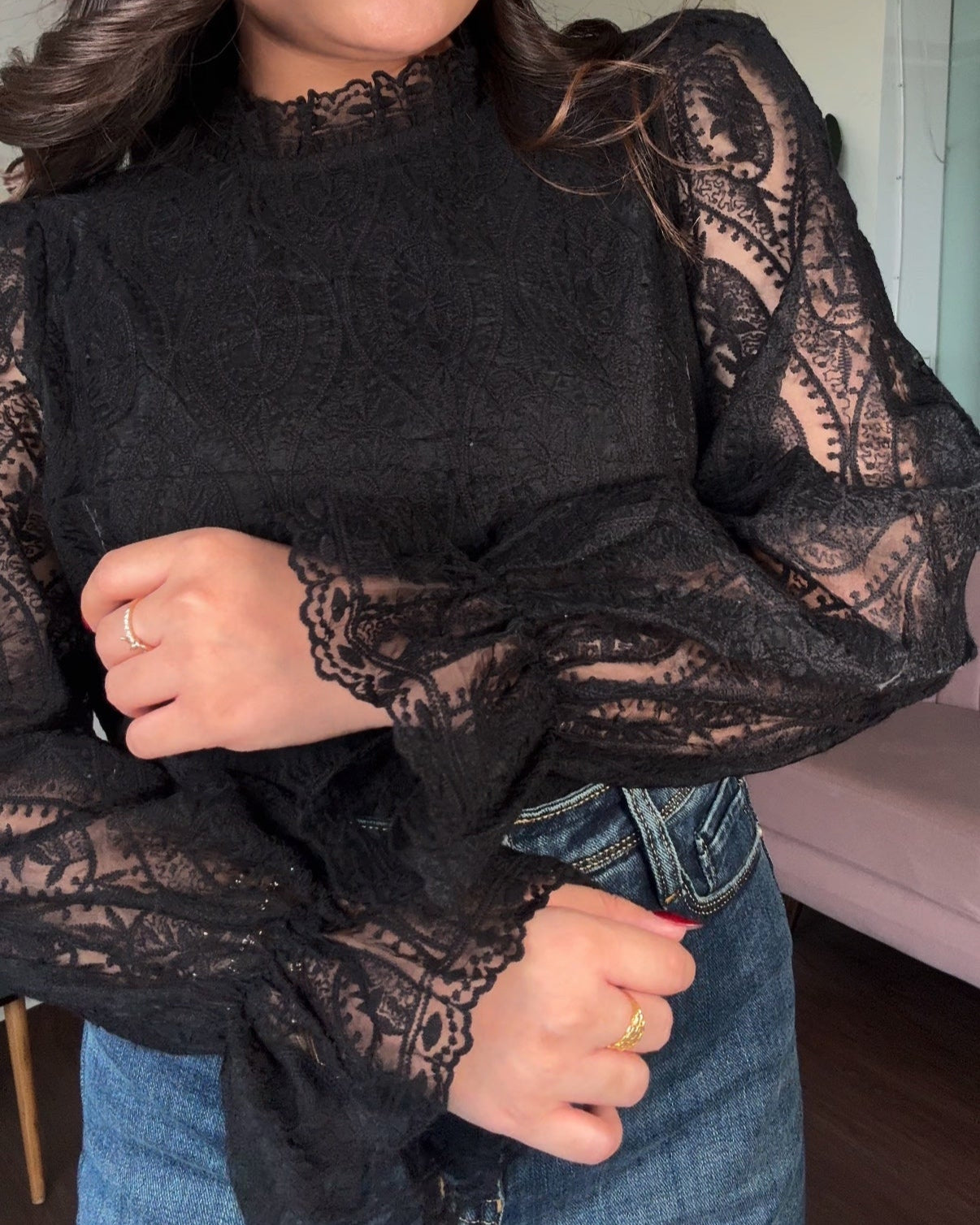 Lacy Bell Sleeves Blouse