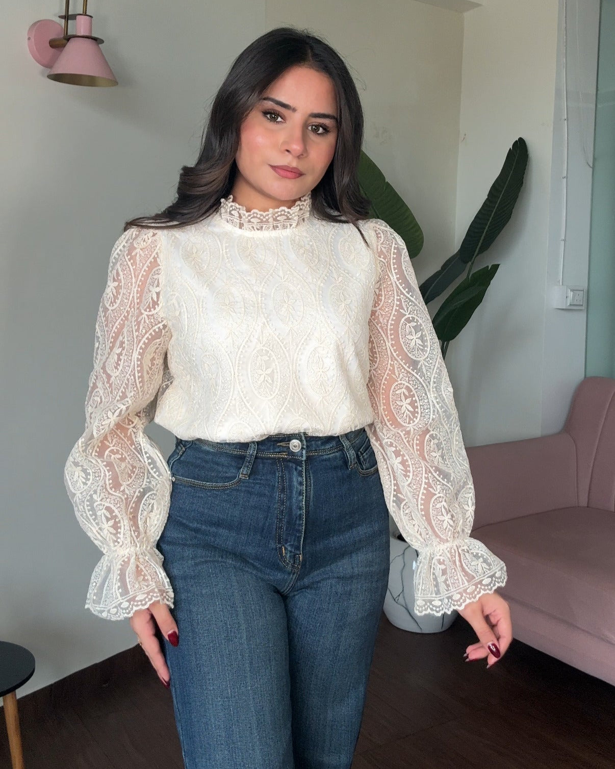 Lacy Bell Sleeves Blouse