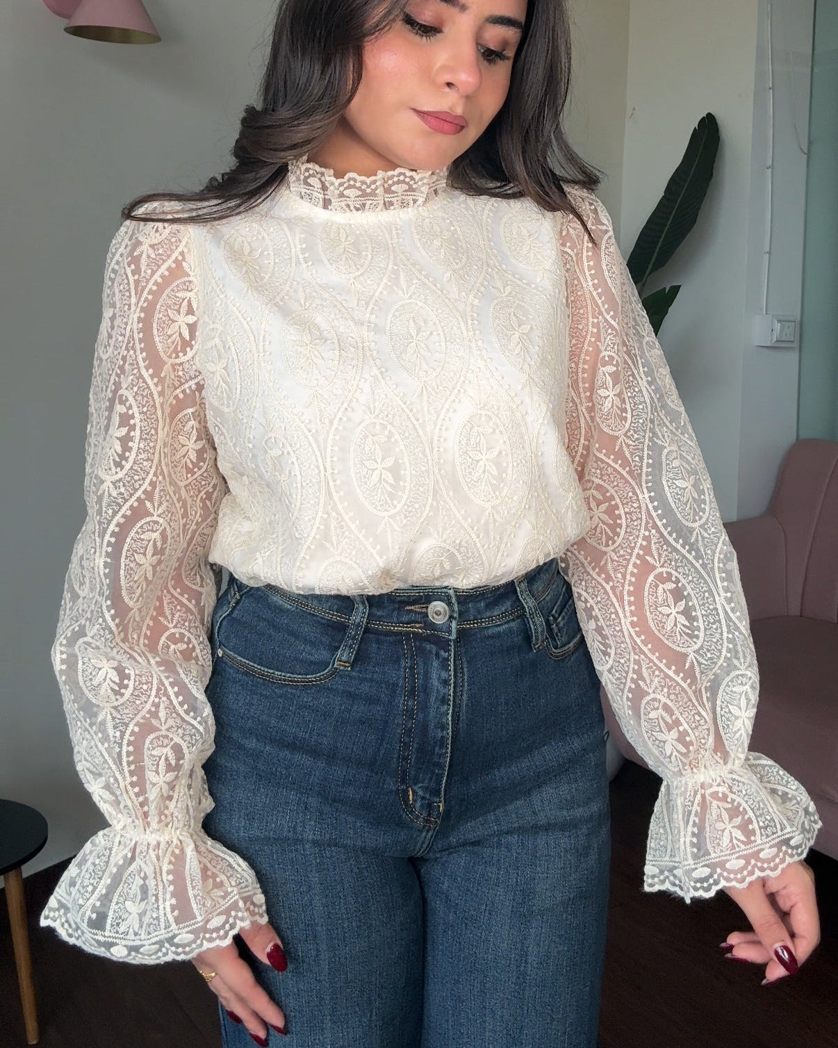Lacy Bell Sleeves Blouse