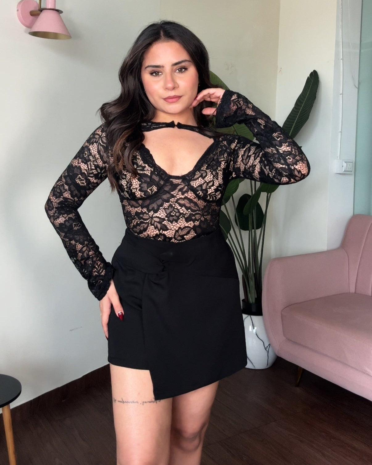 Lacy V Neck Bodysuit