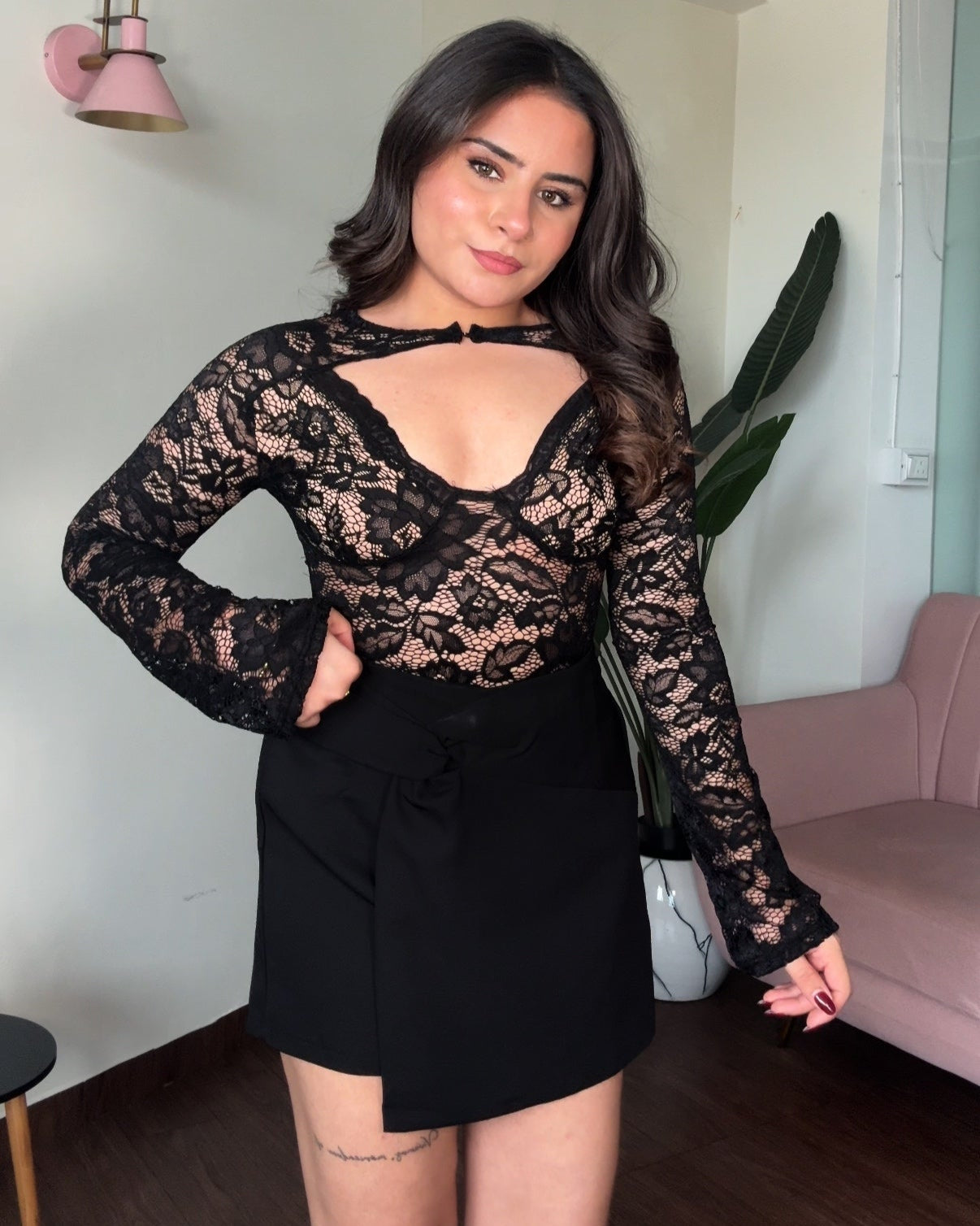 Lacy V Neck Bodysuit
