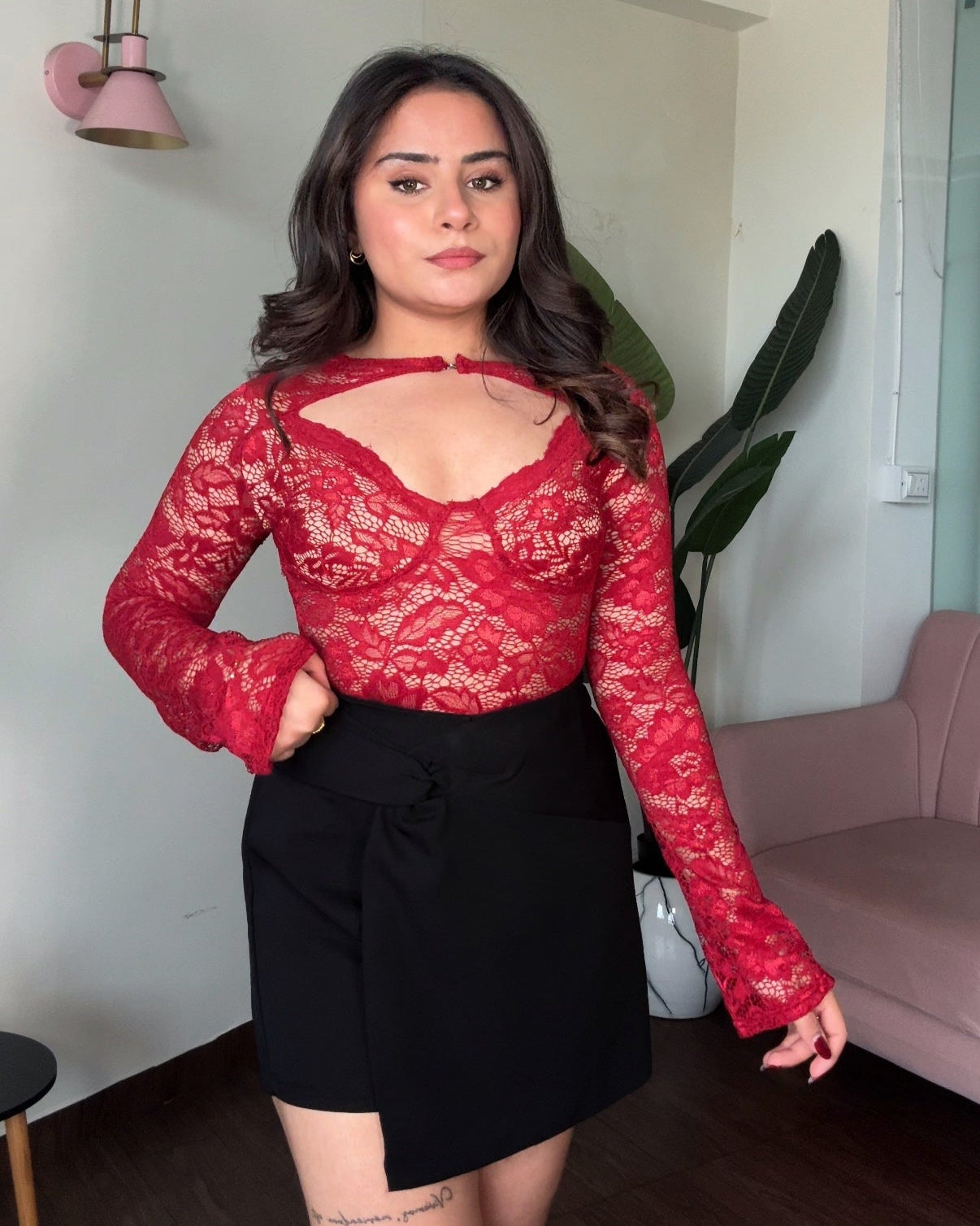 Lacy V Neck Bodysuit