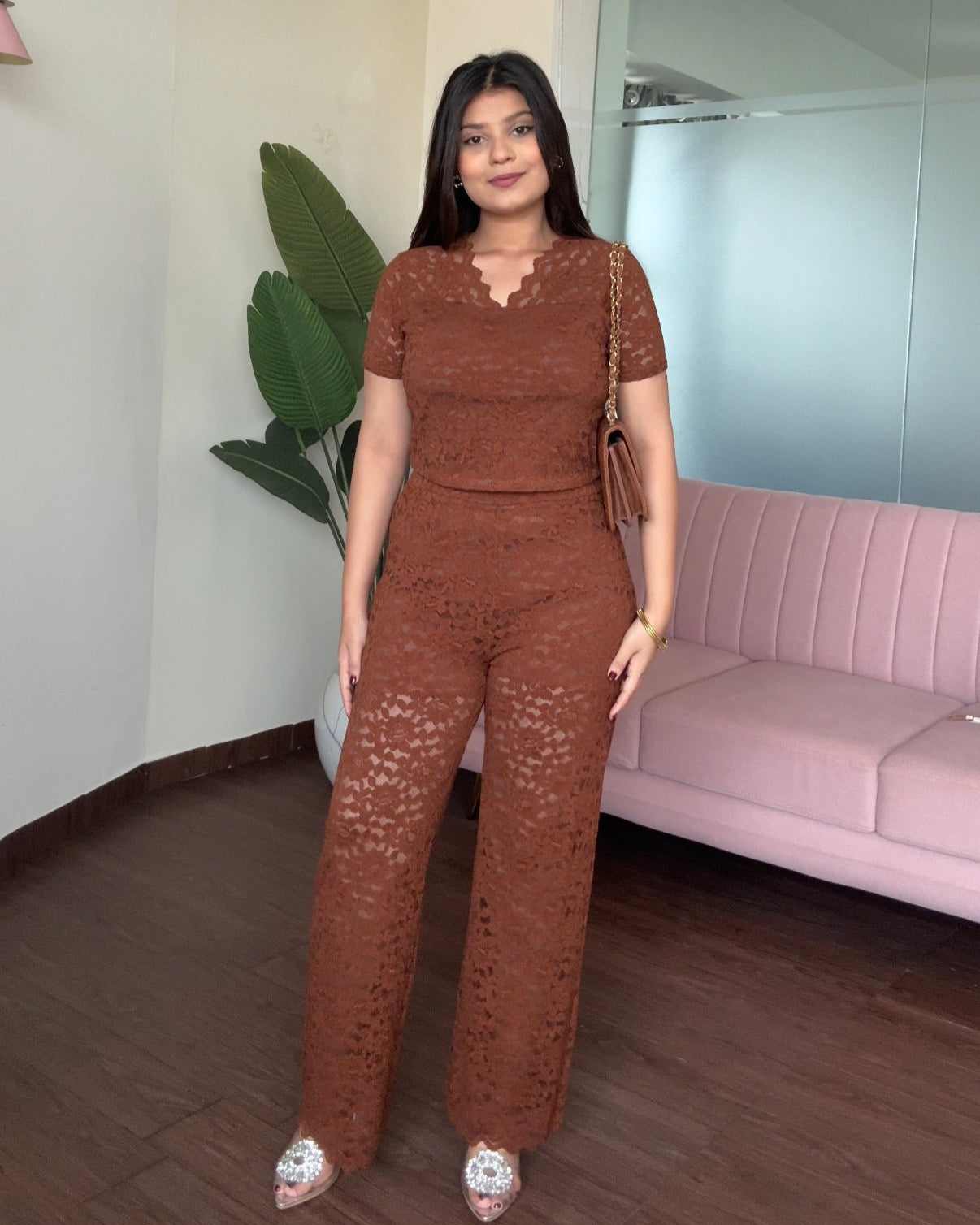 Lacy V Neck Co-Ord Set