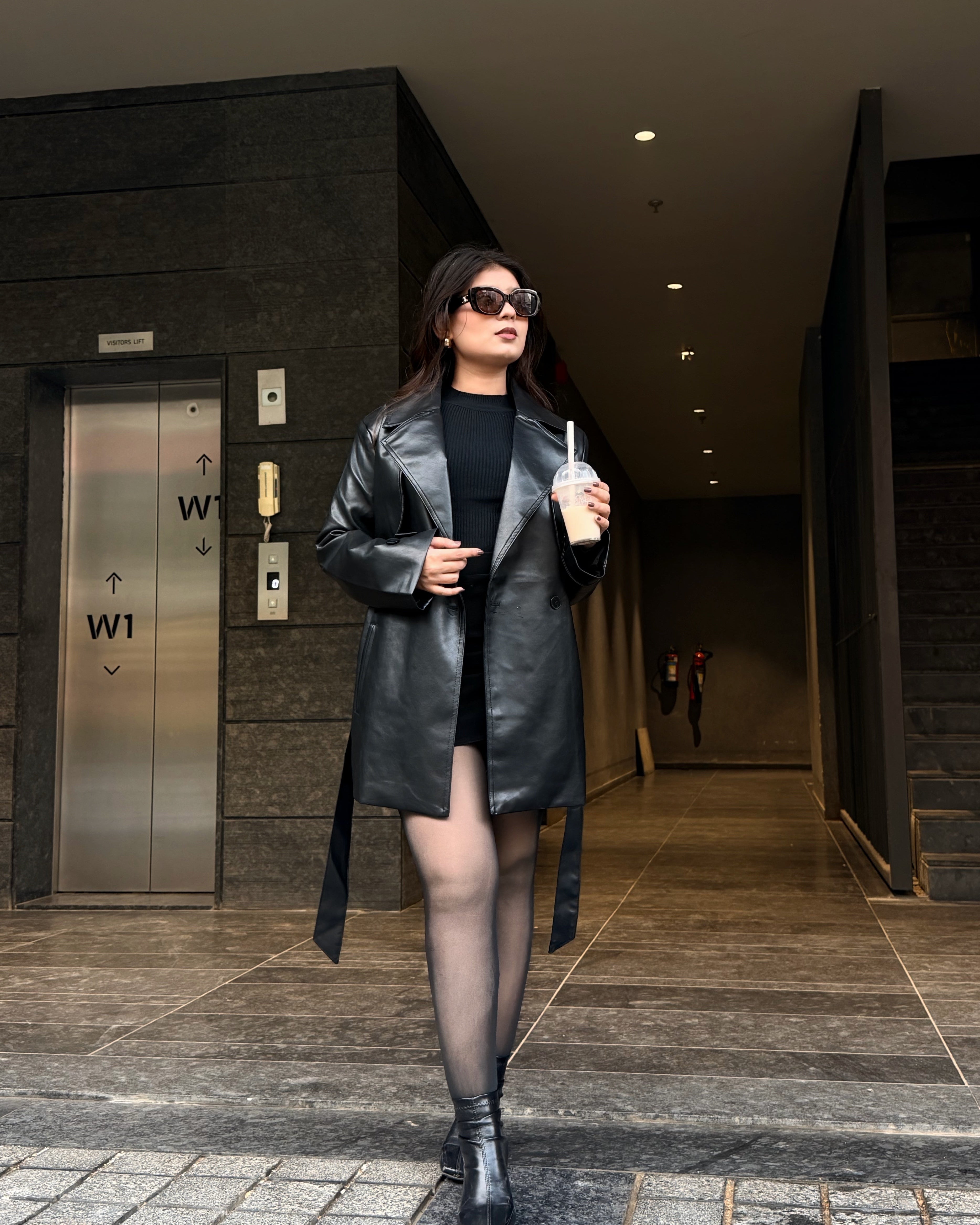 Leather Mini Trench Coat