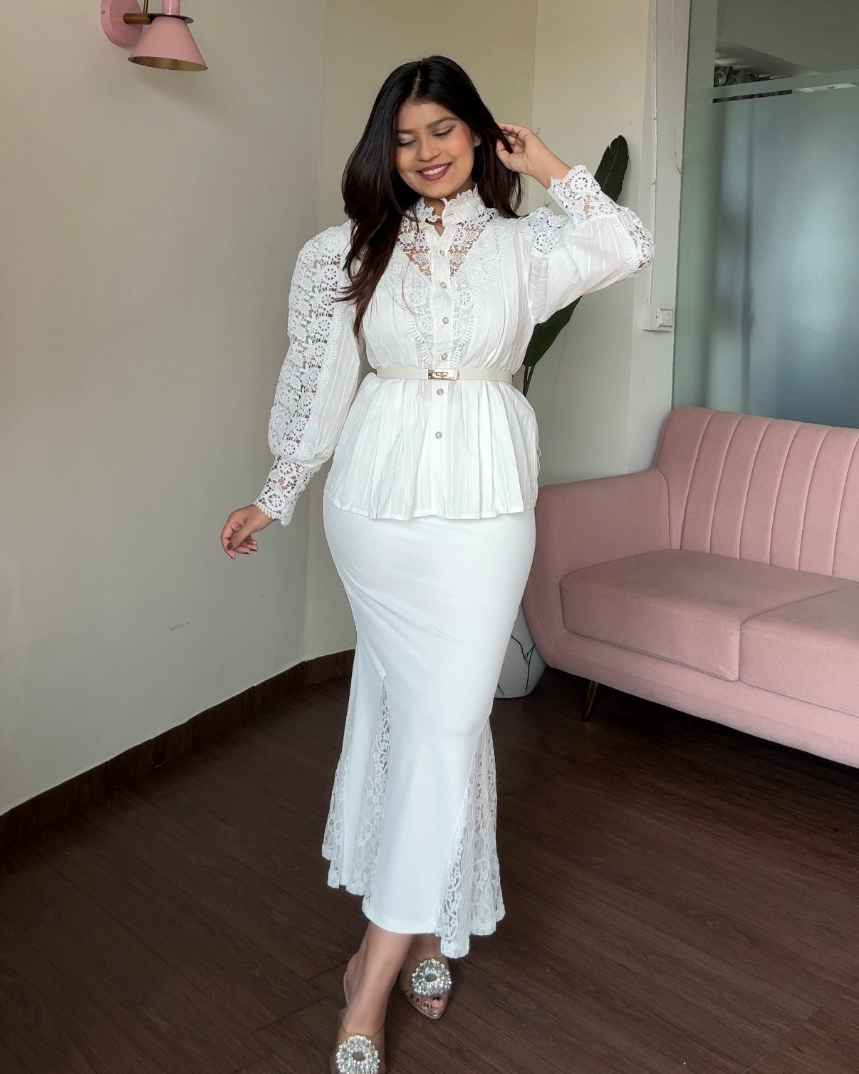 Mermaid Fit Lacy Midi Skirt