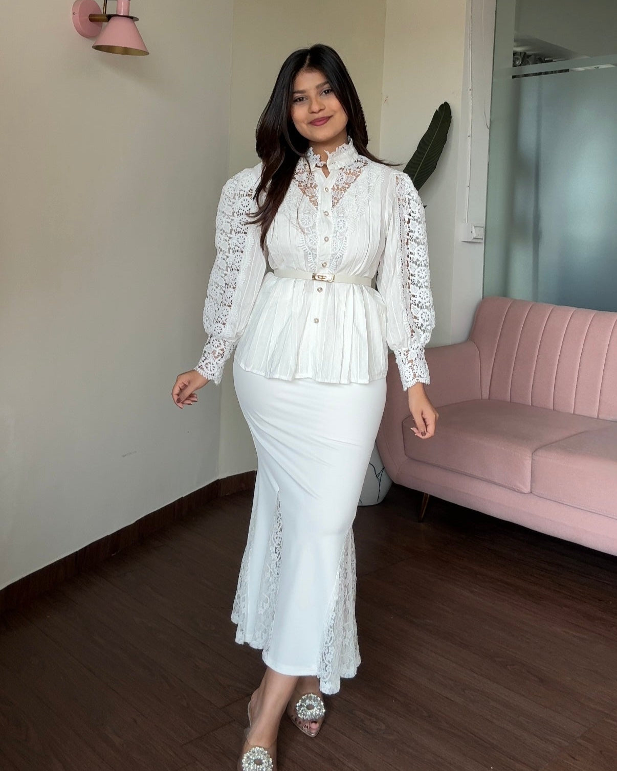 Mermaid Fit Lacy Midi Skirt