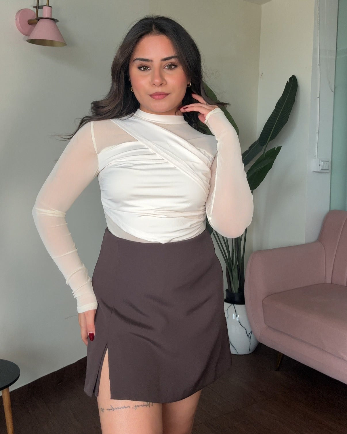 Mesh Cut Out Full Sleeve Bodysuit