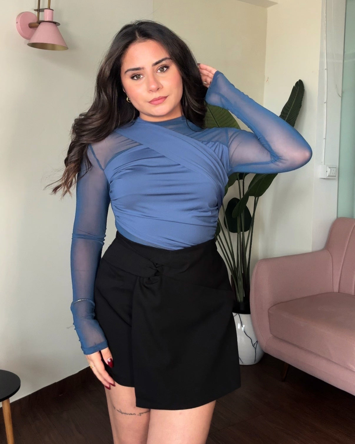 Mesh Cut Out Full Sleeve Bodysuit