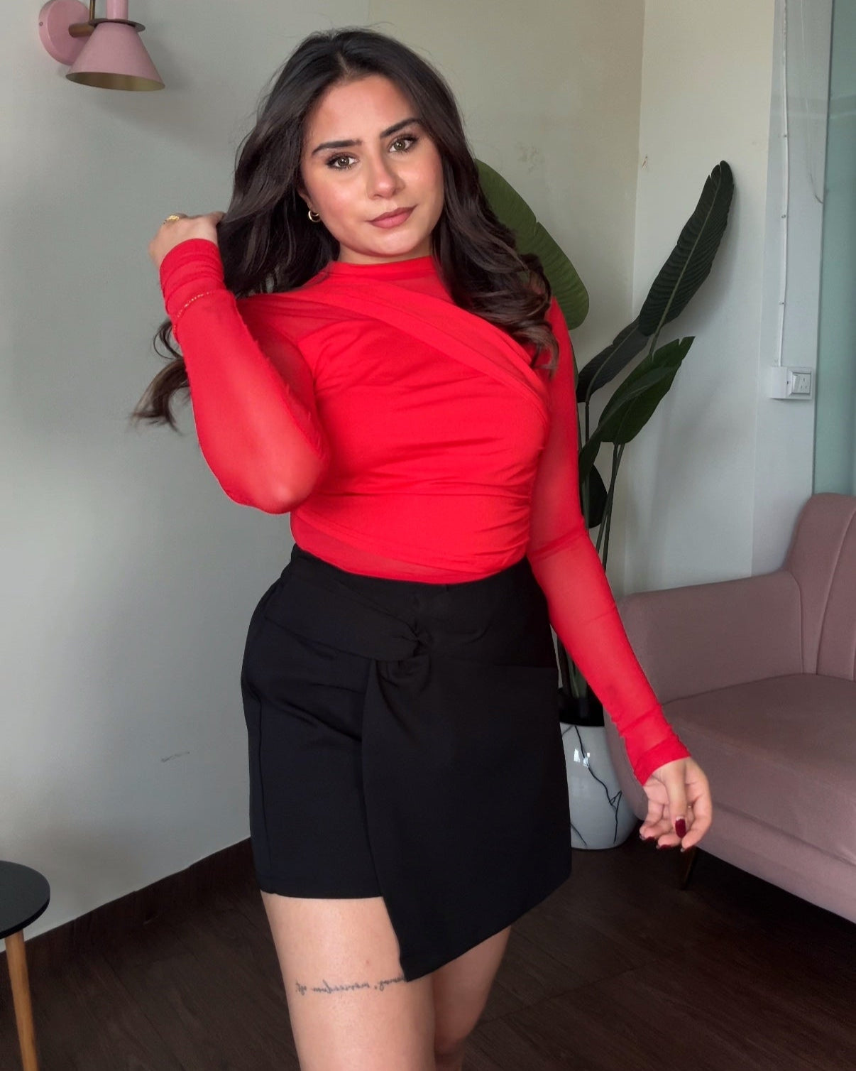 Mesh Cut Out Full Sleeve Bodysuit