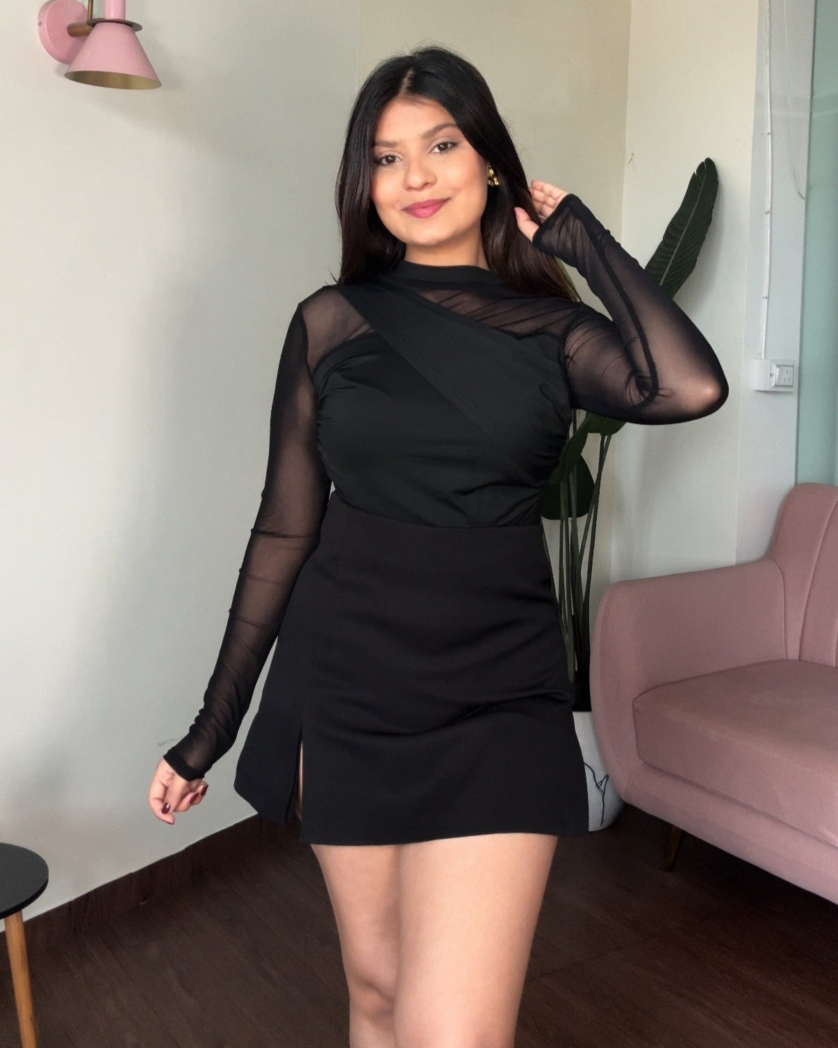 Mesh Cut Out Full Sleeve Bodysuit