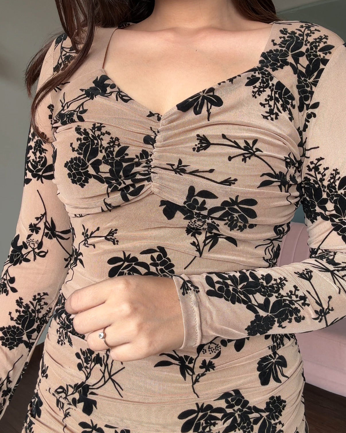 Mesh Fit And Flared Midi Dress