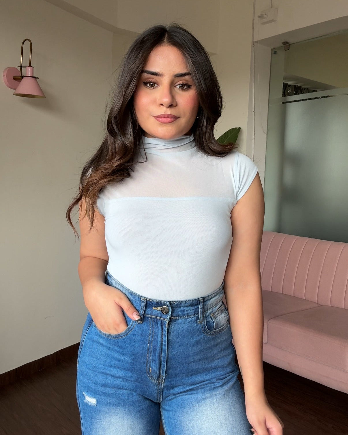 Mesh Highneck Top