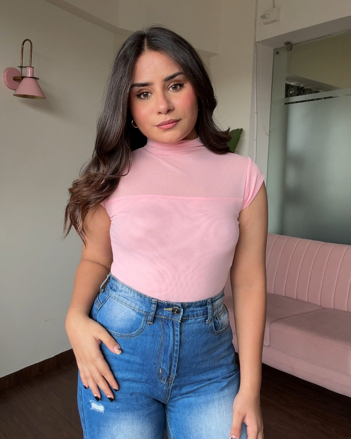 Mesh Highneck Top