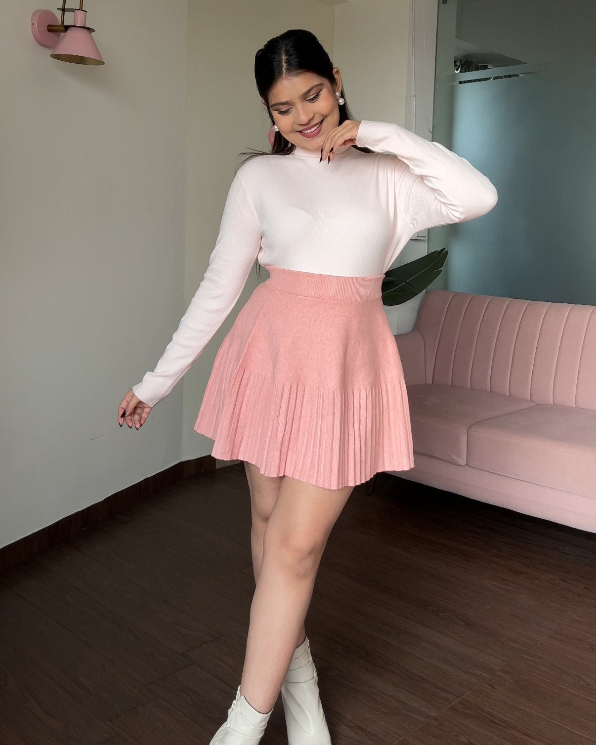 Mini Woollen Flared Skirt