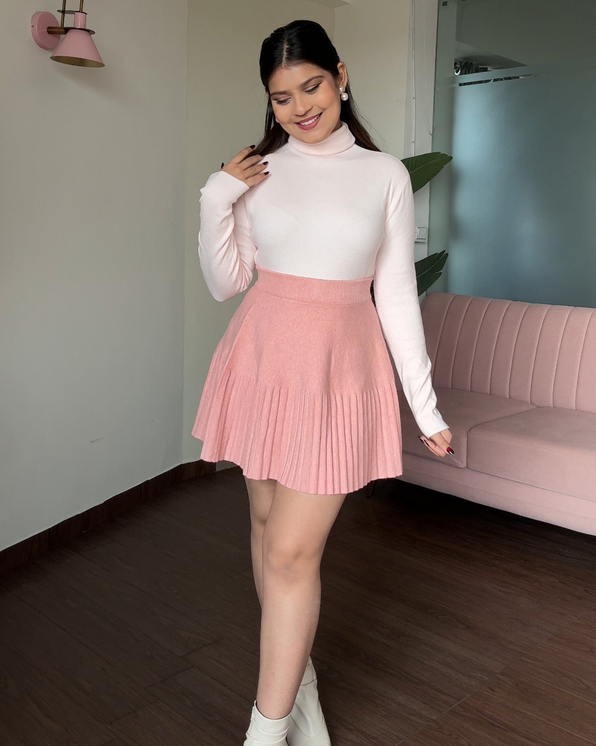 Mini Woollen Flared Skirt