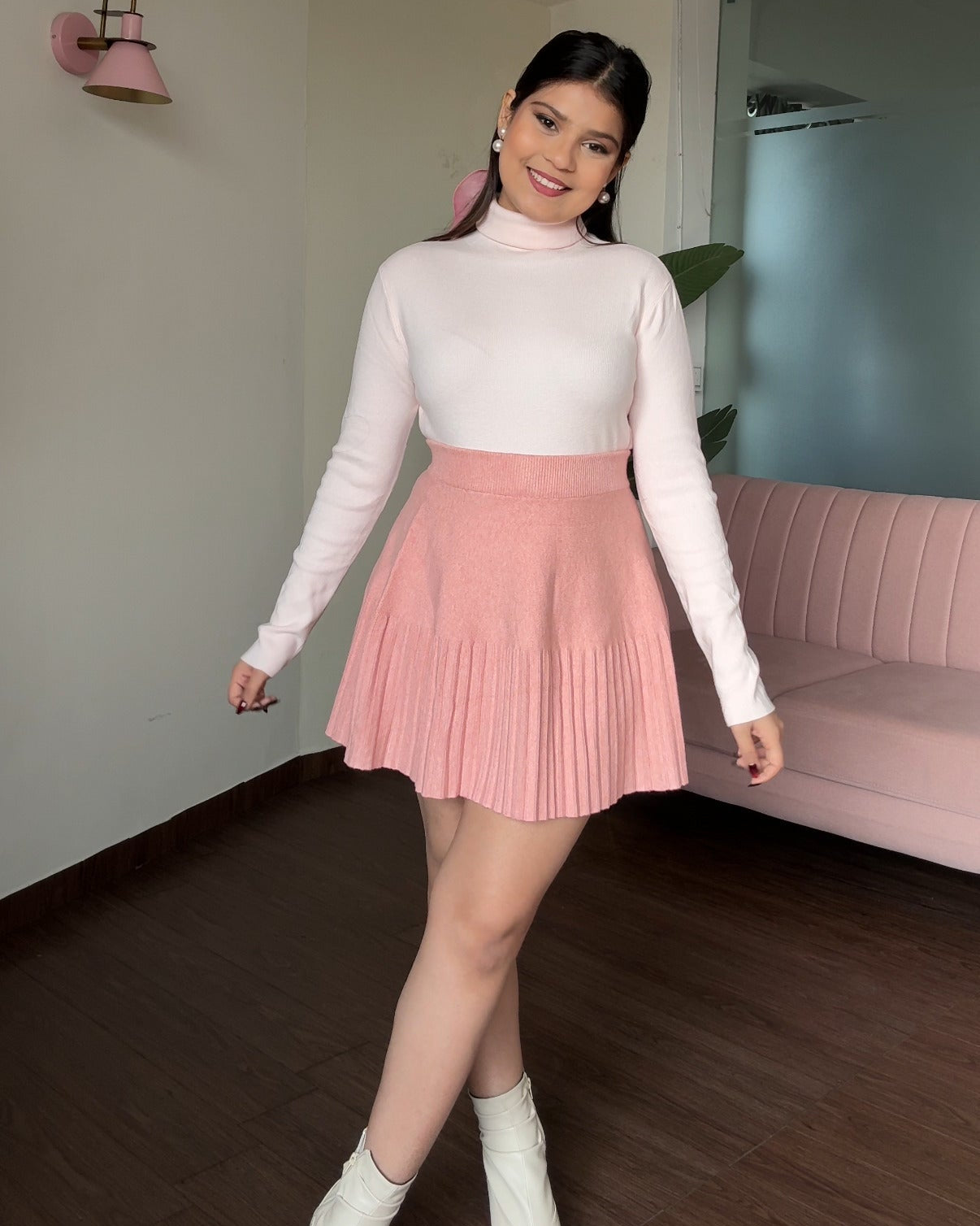 Mini Woollen Flared Skirt