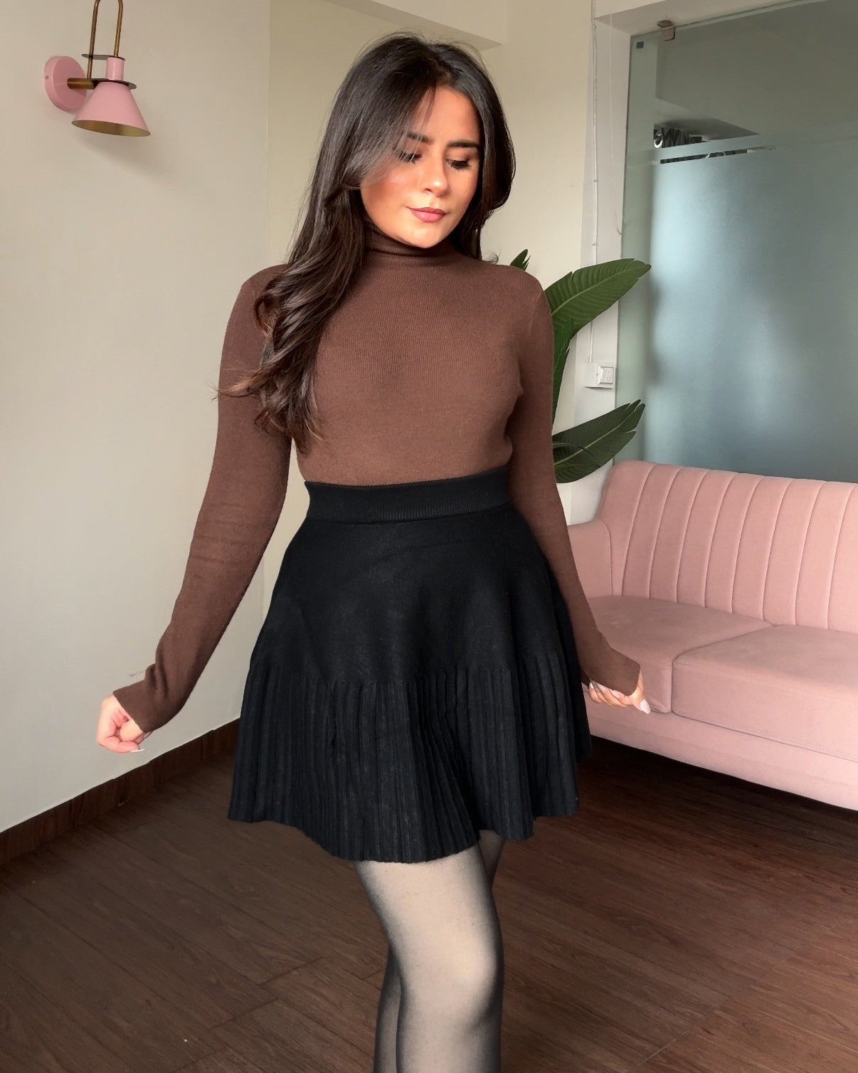 Mini Woollen Flared Skirt