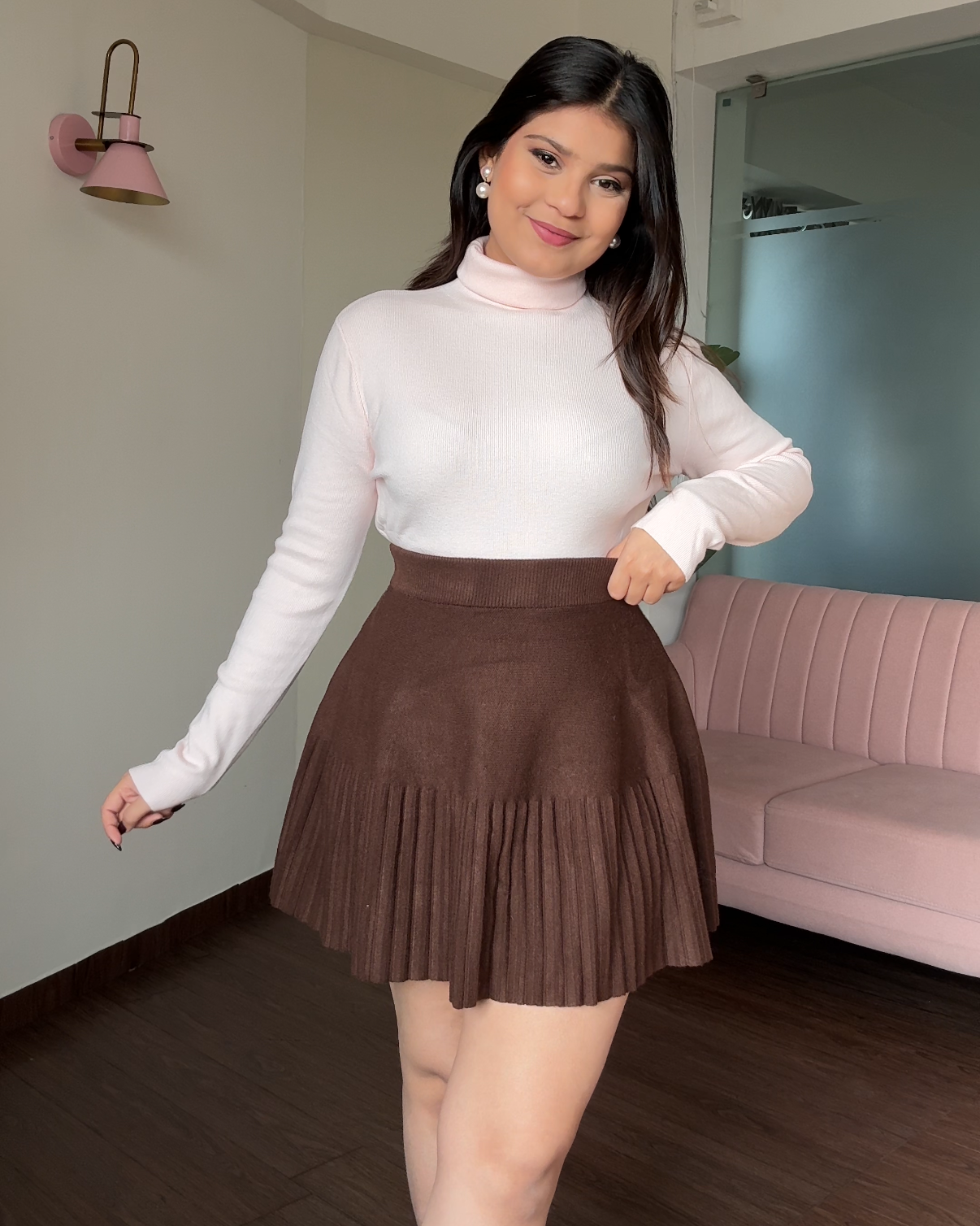 Mini Woollen Flared Skirt