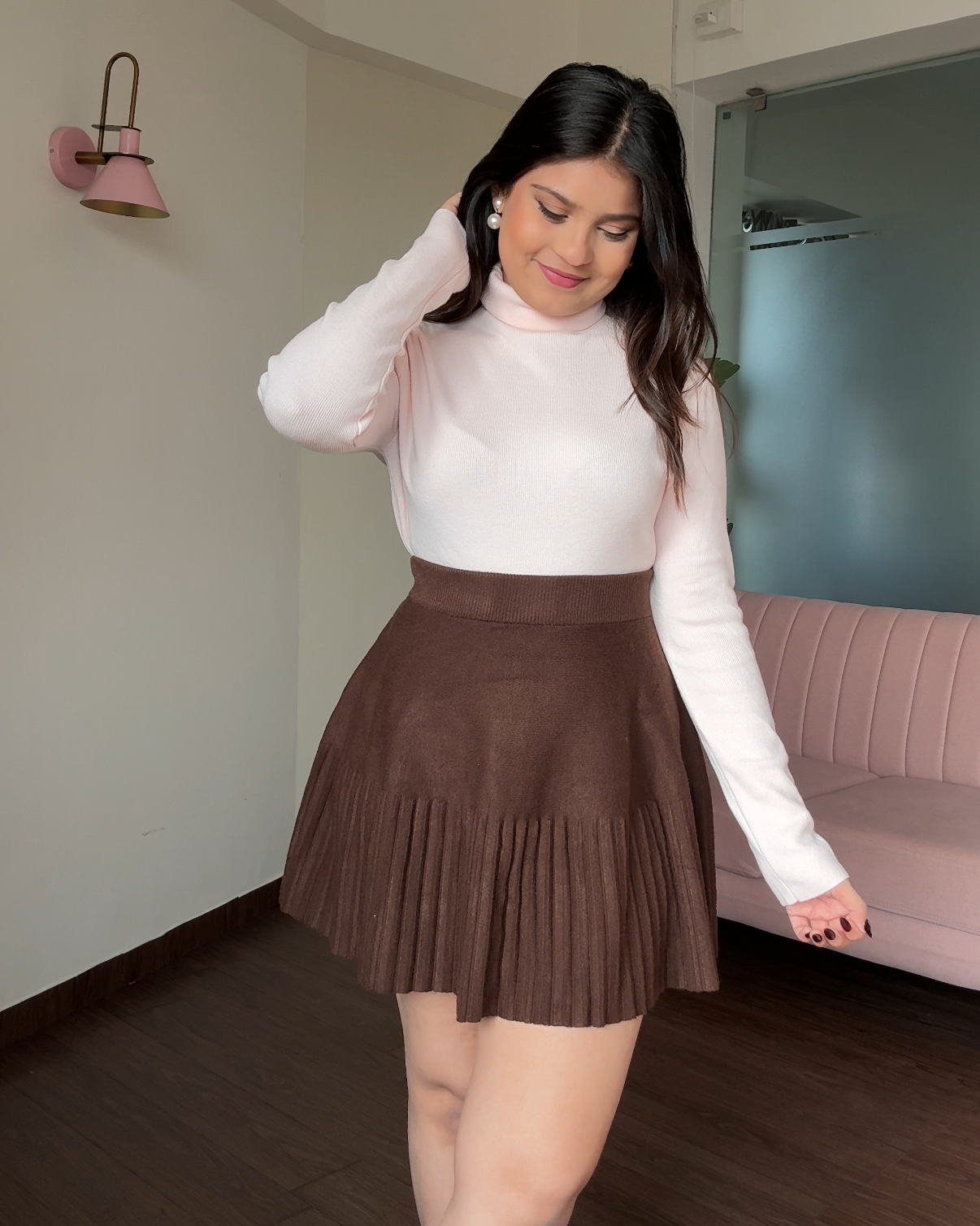 Mini Woollen Flared Skirt