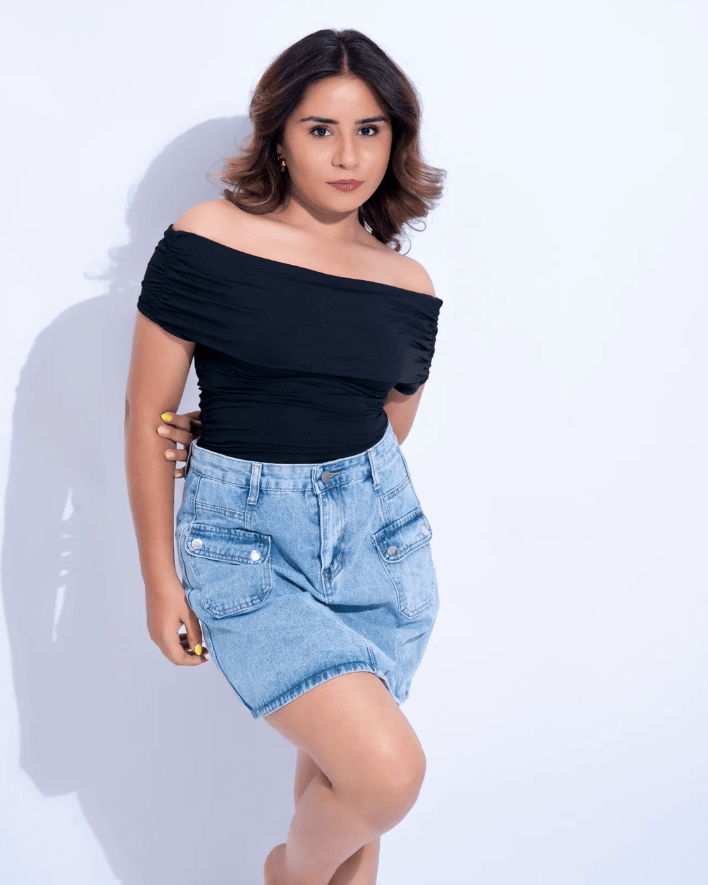Off-The-Shoulder Draped Bodysuit