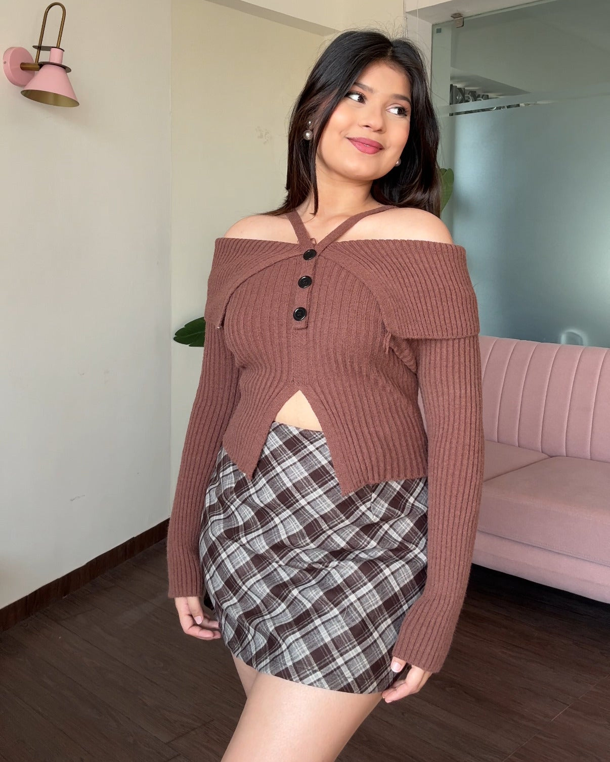 Off Shoulder Detailing Korean Winter Sweater Top