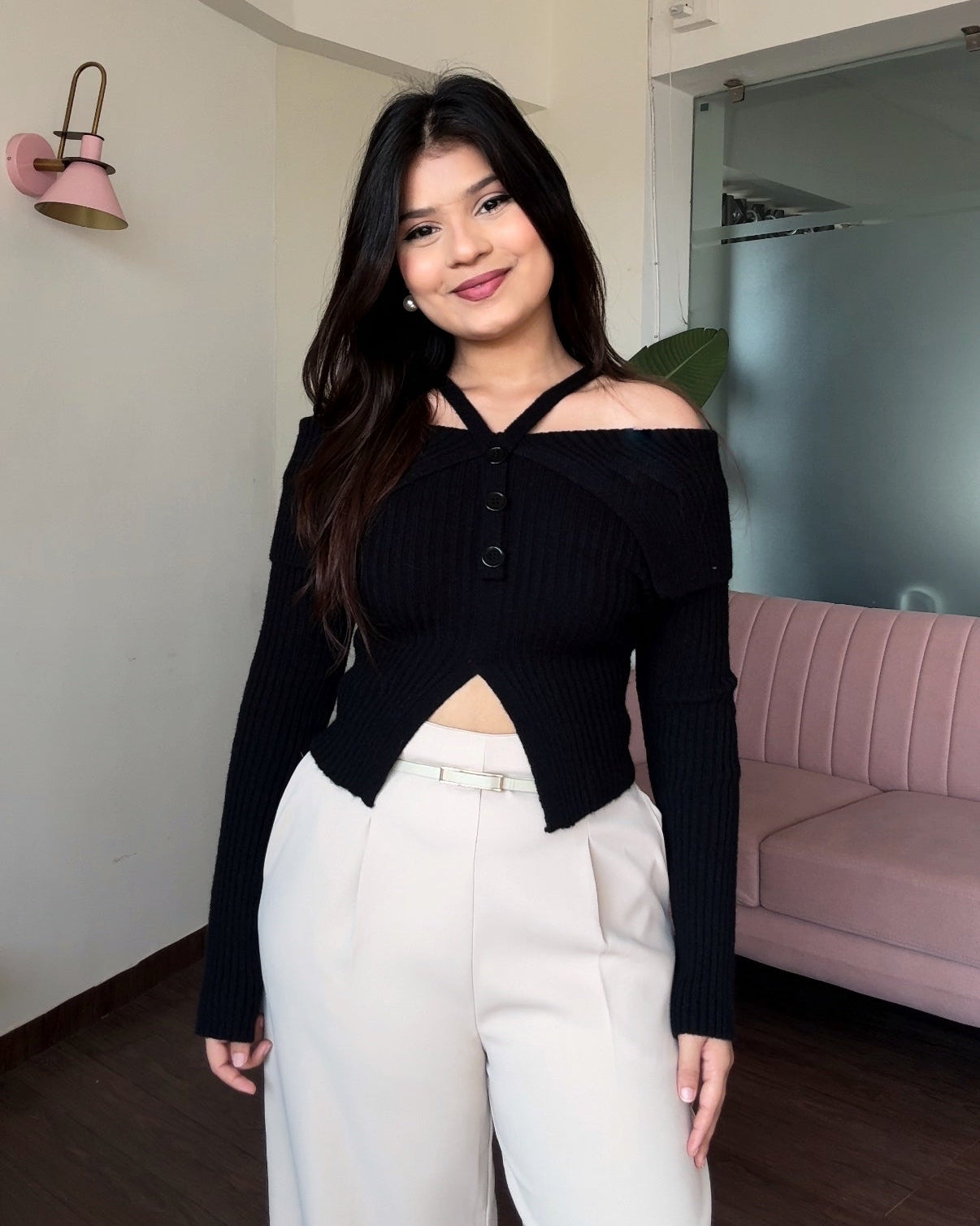 Off Shoulder Detailing Korean Winter Sweater Top