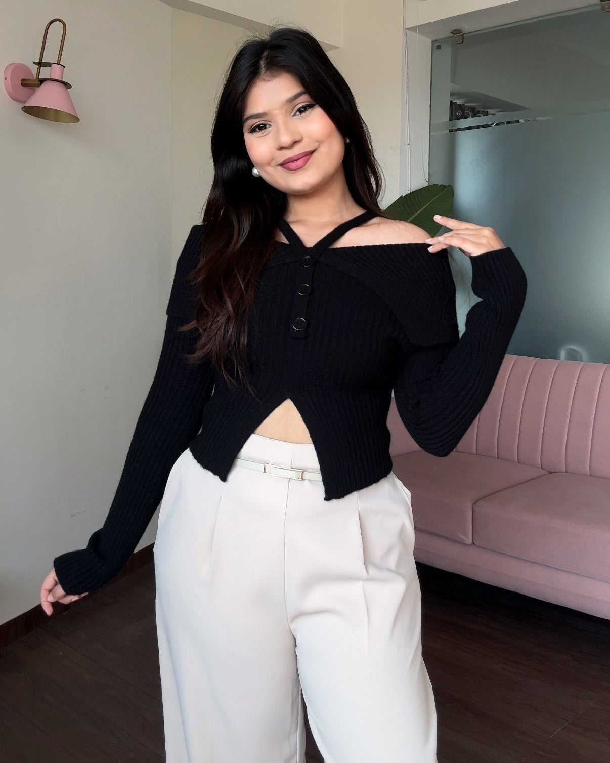 Off Shoulder Detailing Korean Winter Sweater Top