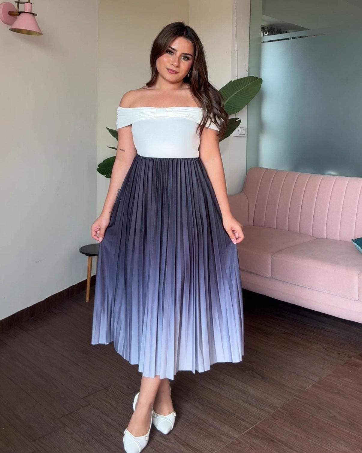 Ombre Pleated Skirt