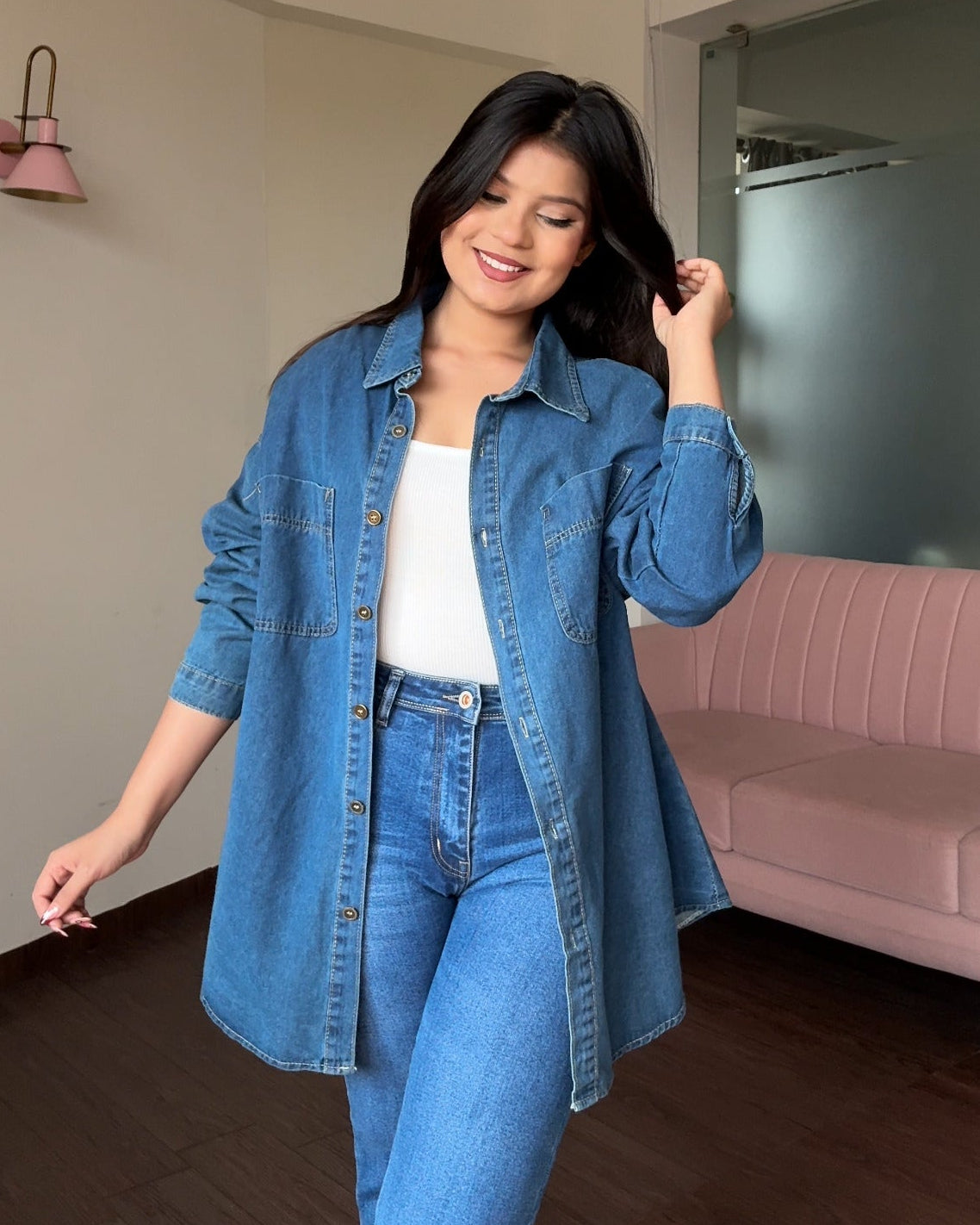 Oversized Pocket Denim Shirt