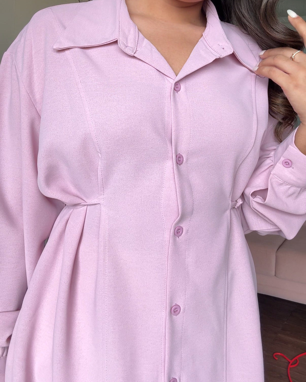 Plus Size Crepe Waist Adjustable Shirt