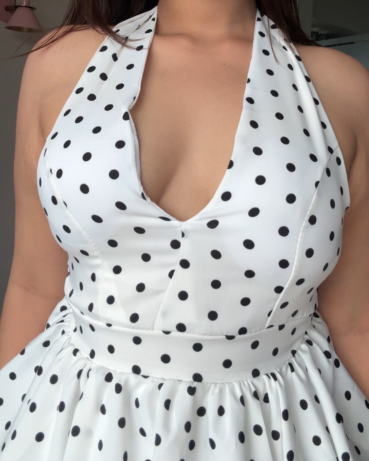 Polka Dot Halter Neck Padded Top