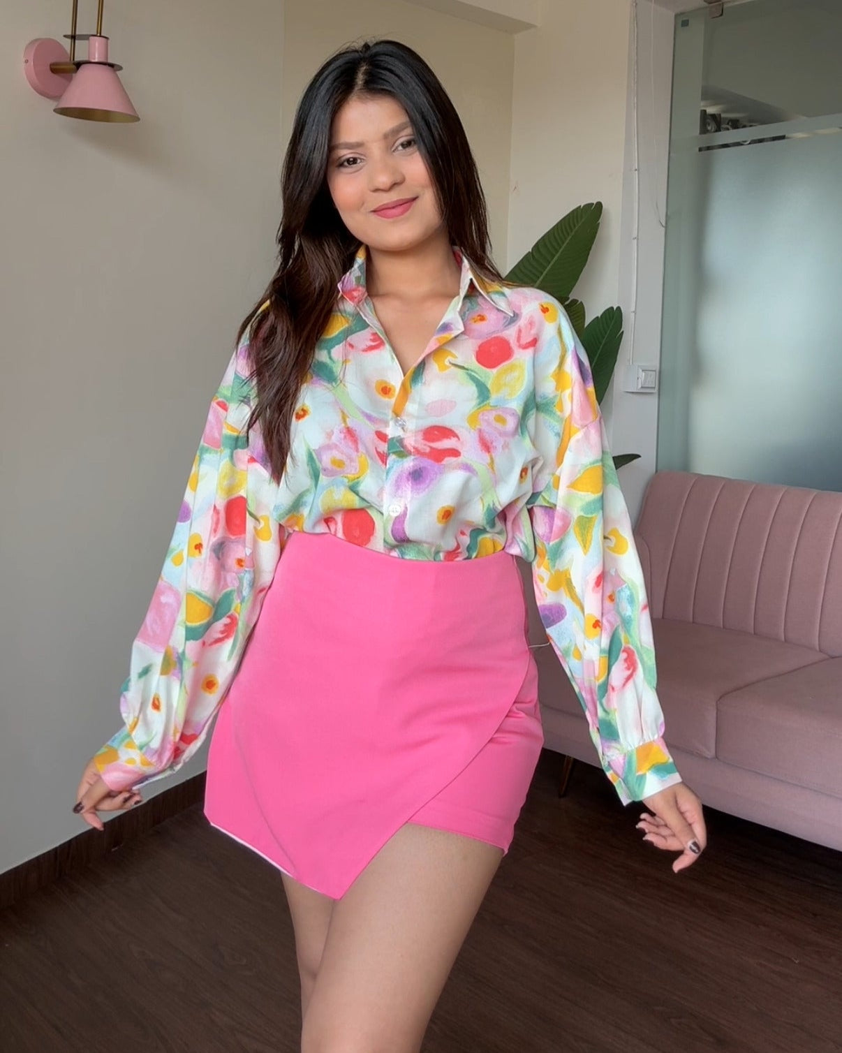 Printed Candy Garden Crepe Full Sleeves Shirt