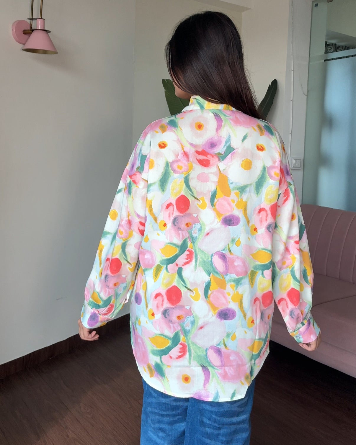 Printed Candy Garden Crepe Full Sleeves Shirt