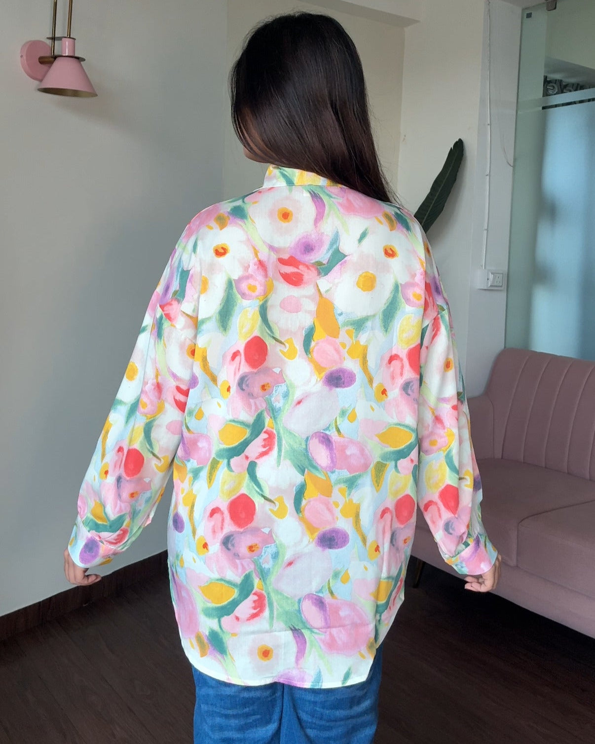 Printed Candy Garden Crepe Full Sleeves Shirt