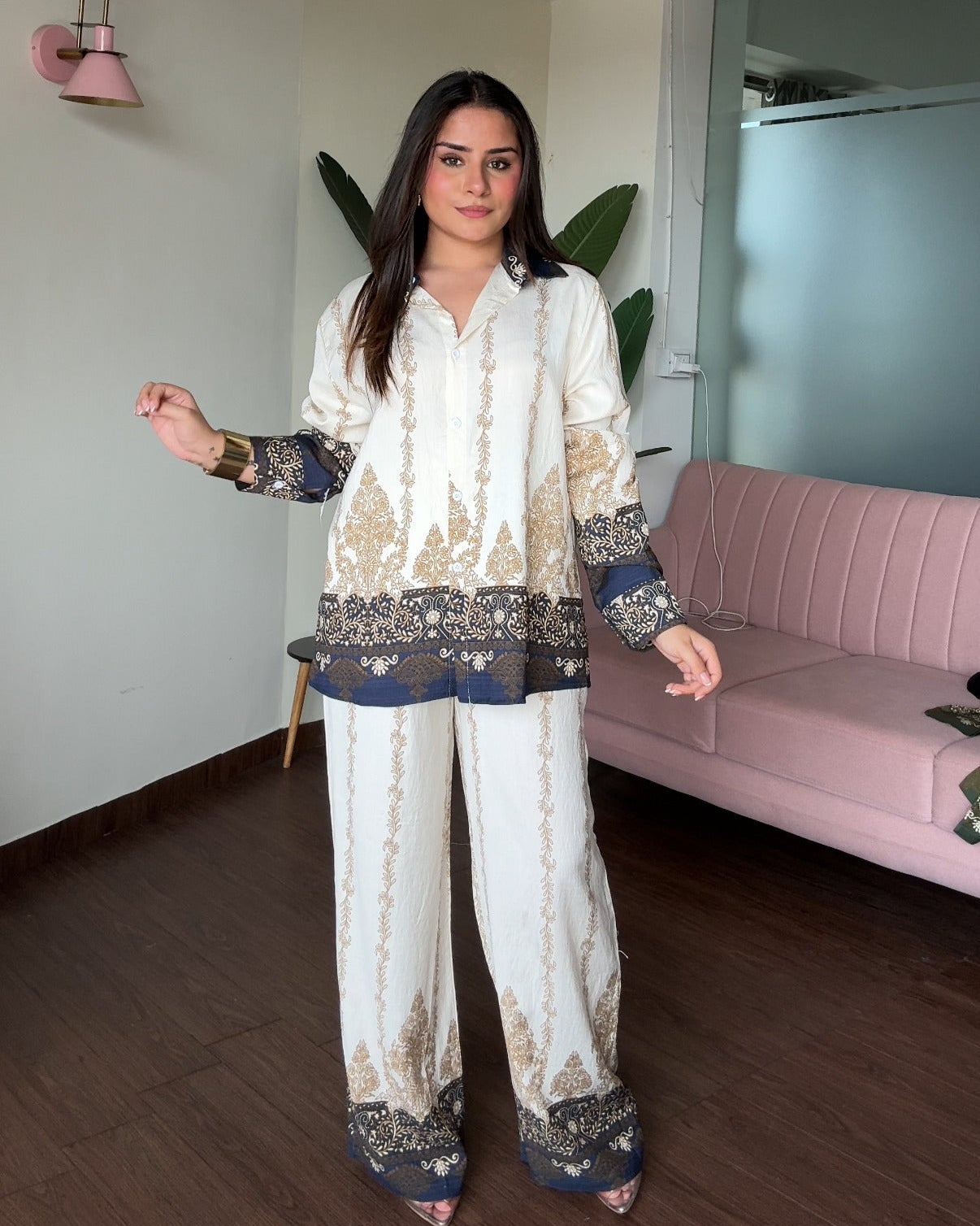 Printed Contrast Detailing Co-ord Set