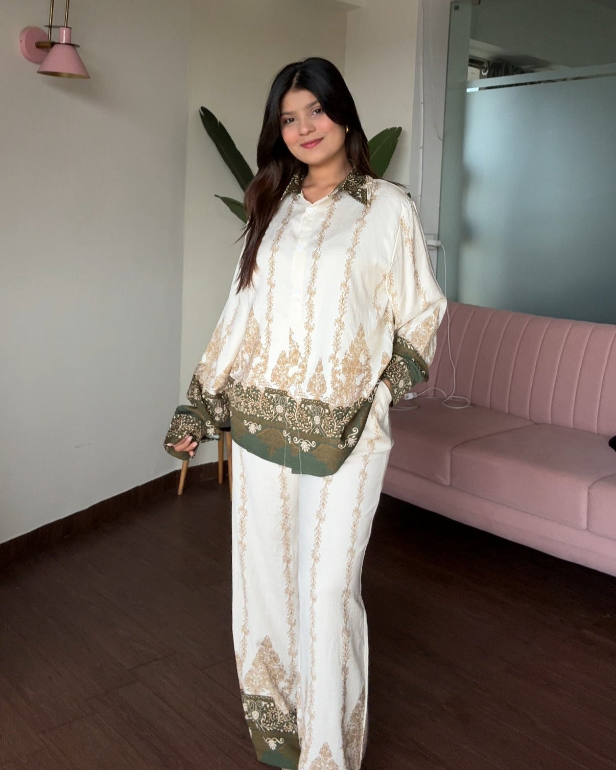 Printed Contrast Detailing Co-ord Set