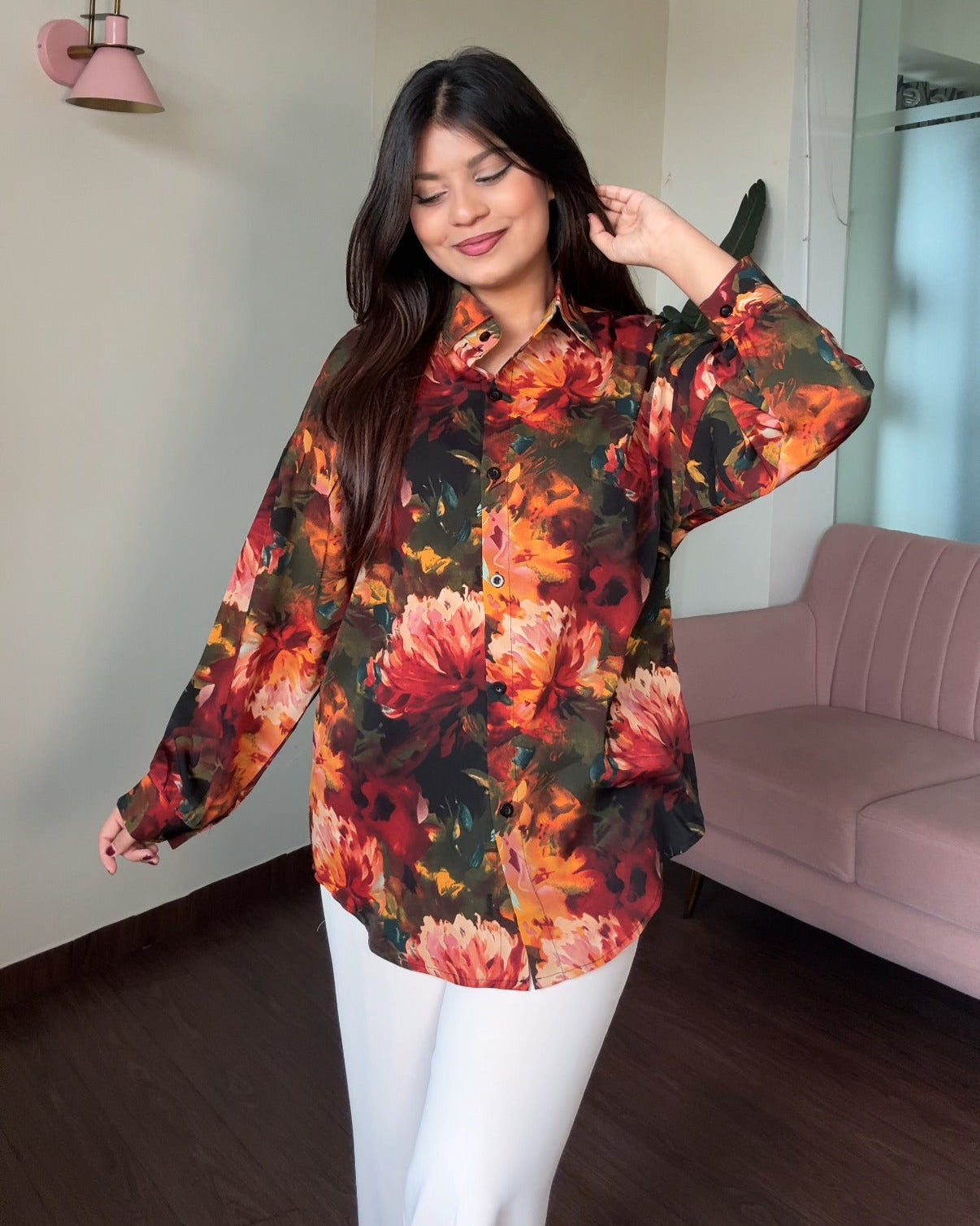 Printed Floral Crepe Full Sleeves Shirt