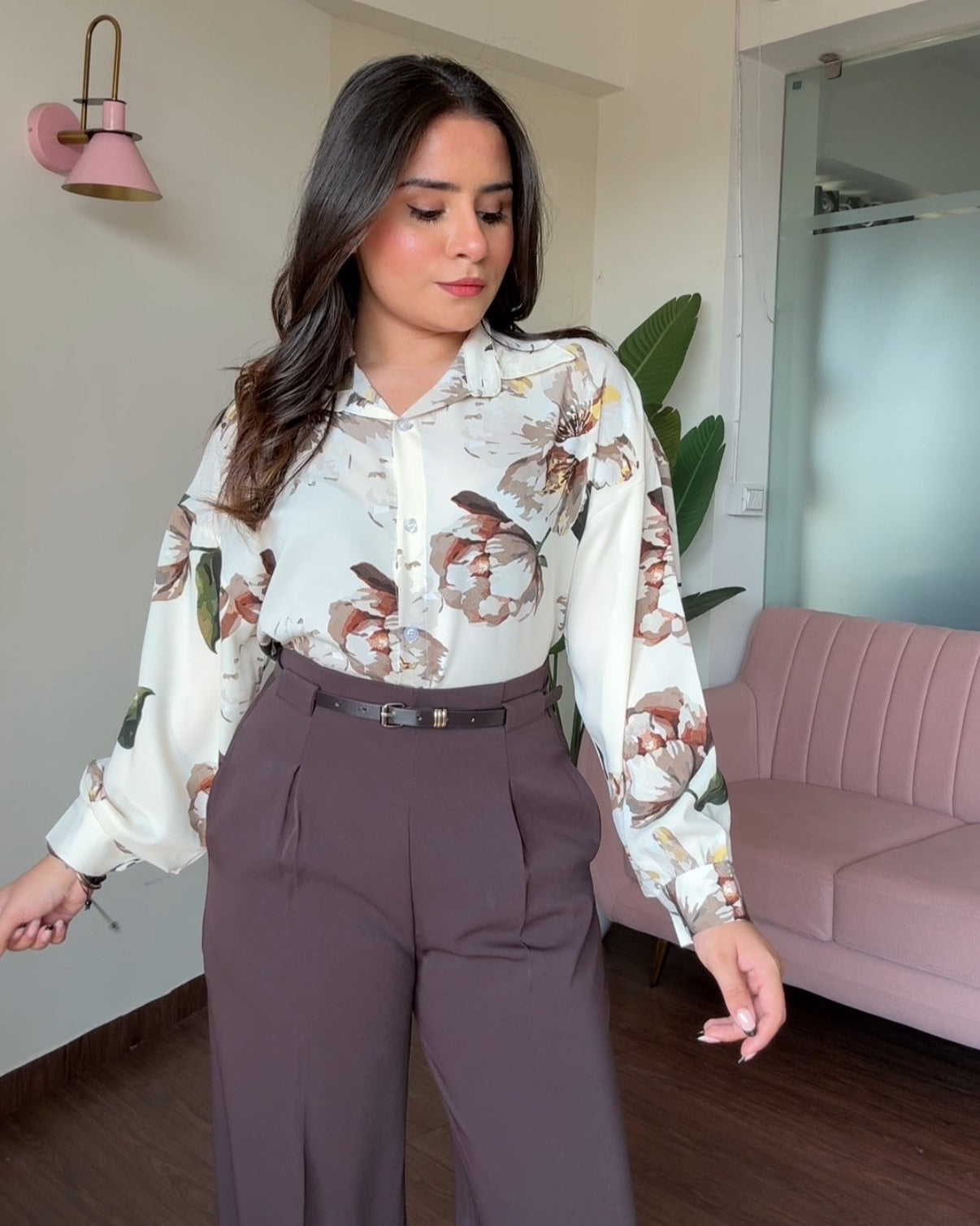 Printed Ivory Whispers Crepe Full Sleeves Shirt