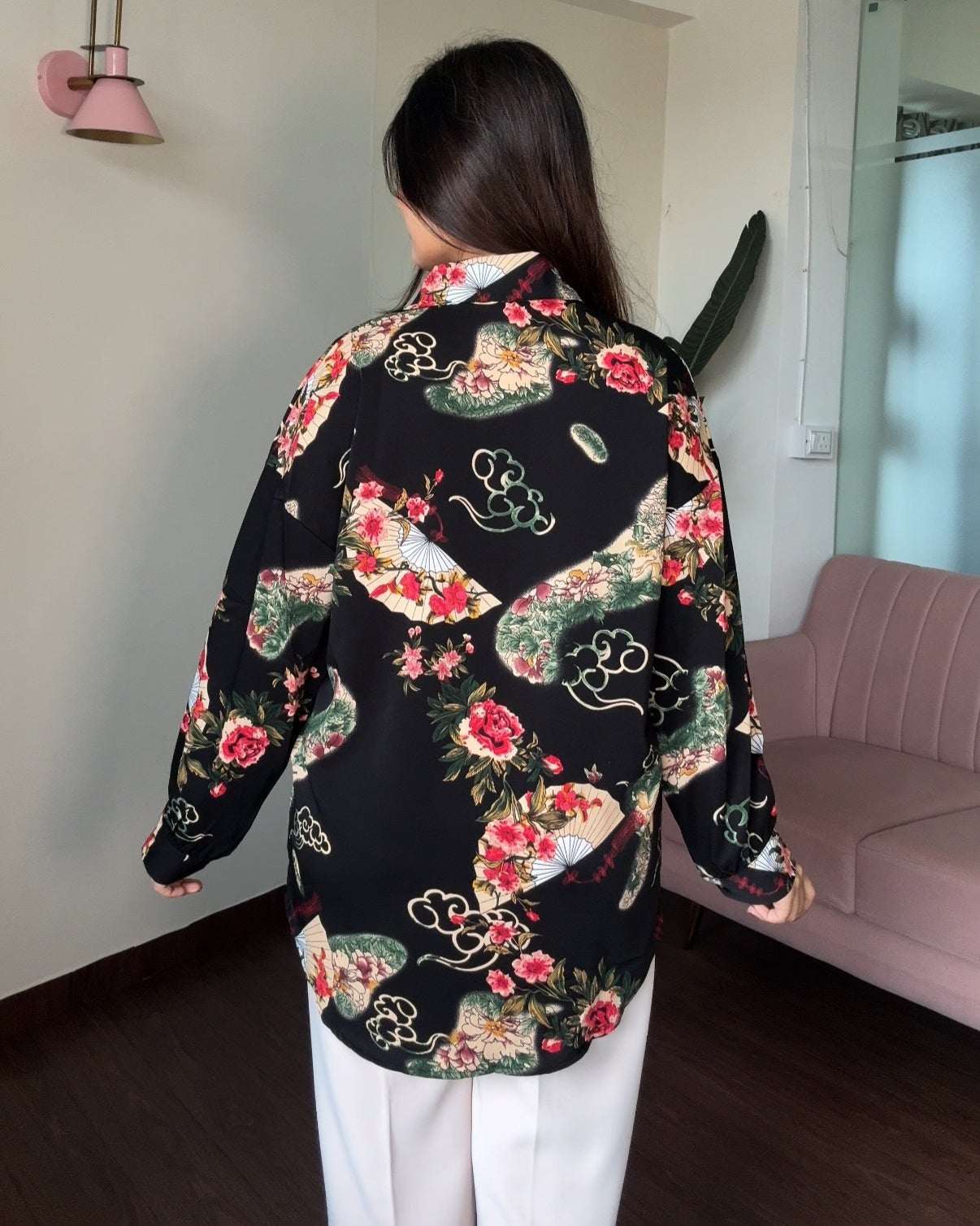Printed Kimono Garden Crepe Full Sleeves Shirt