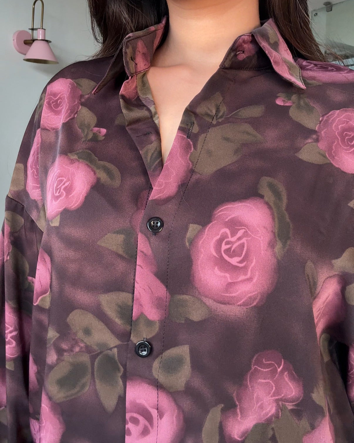 Printed Mauve Kiss Crepe Full Sleeves Shirt