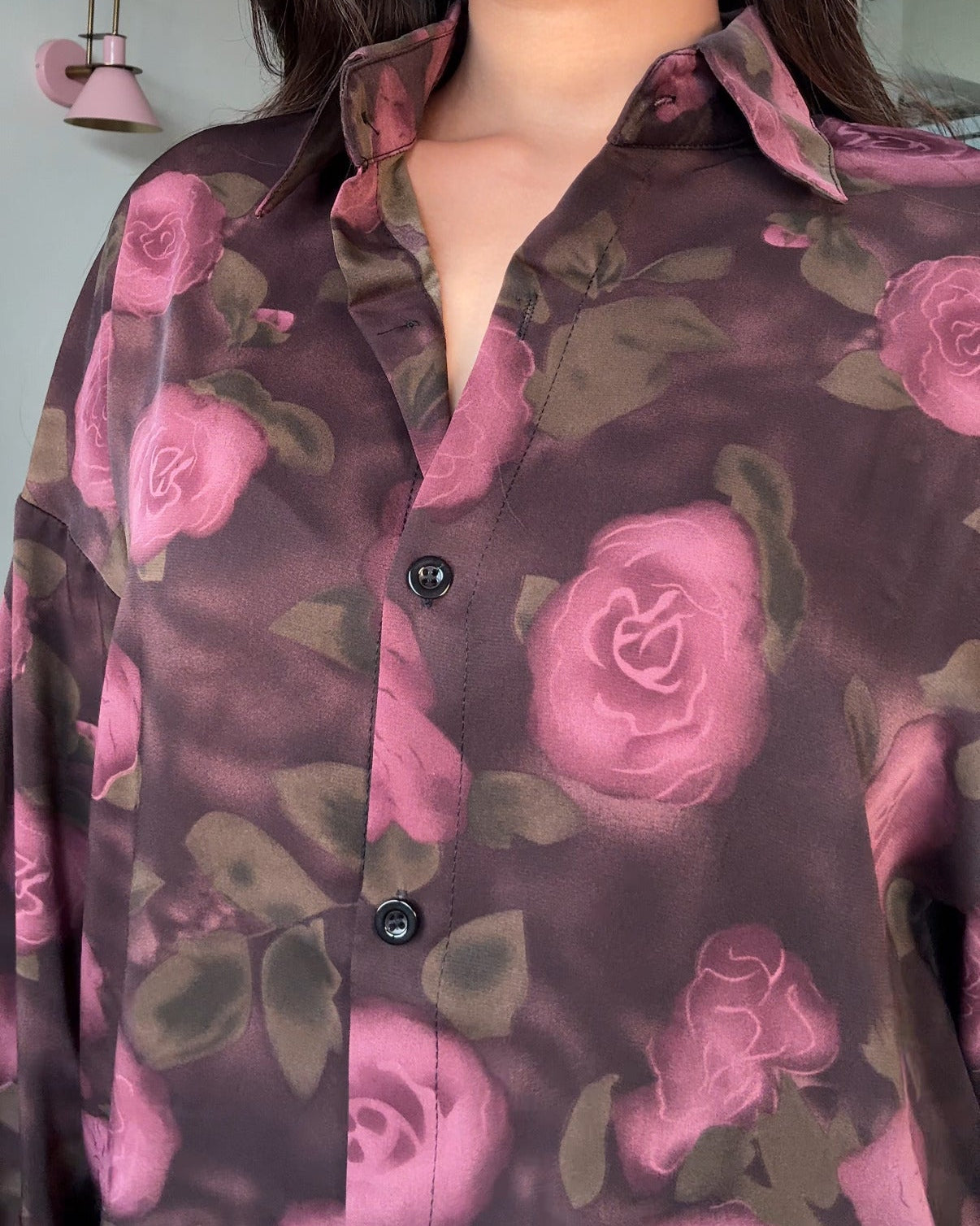 Printed Mauve Kiss Crepe Full Sleeves Shirt