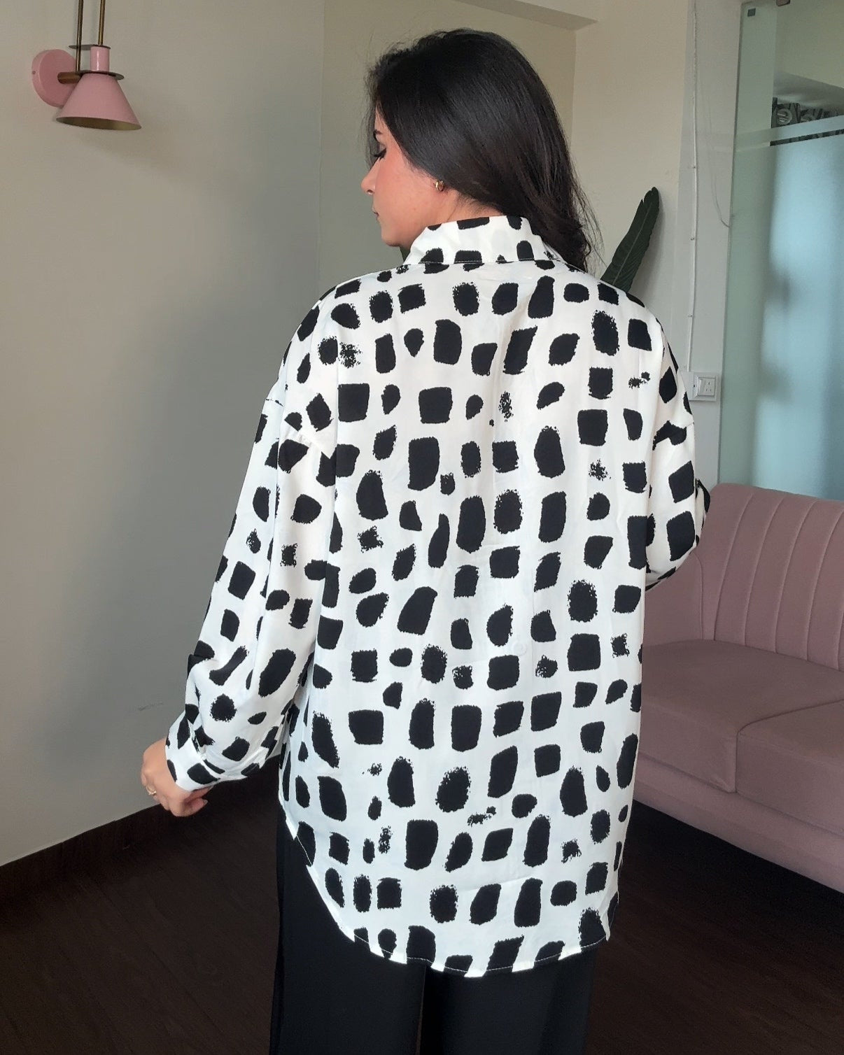 Printed White Brush Crepe Shirt