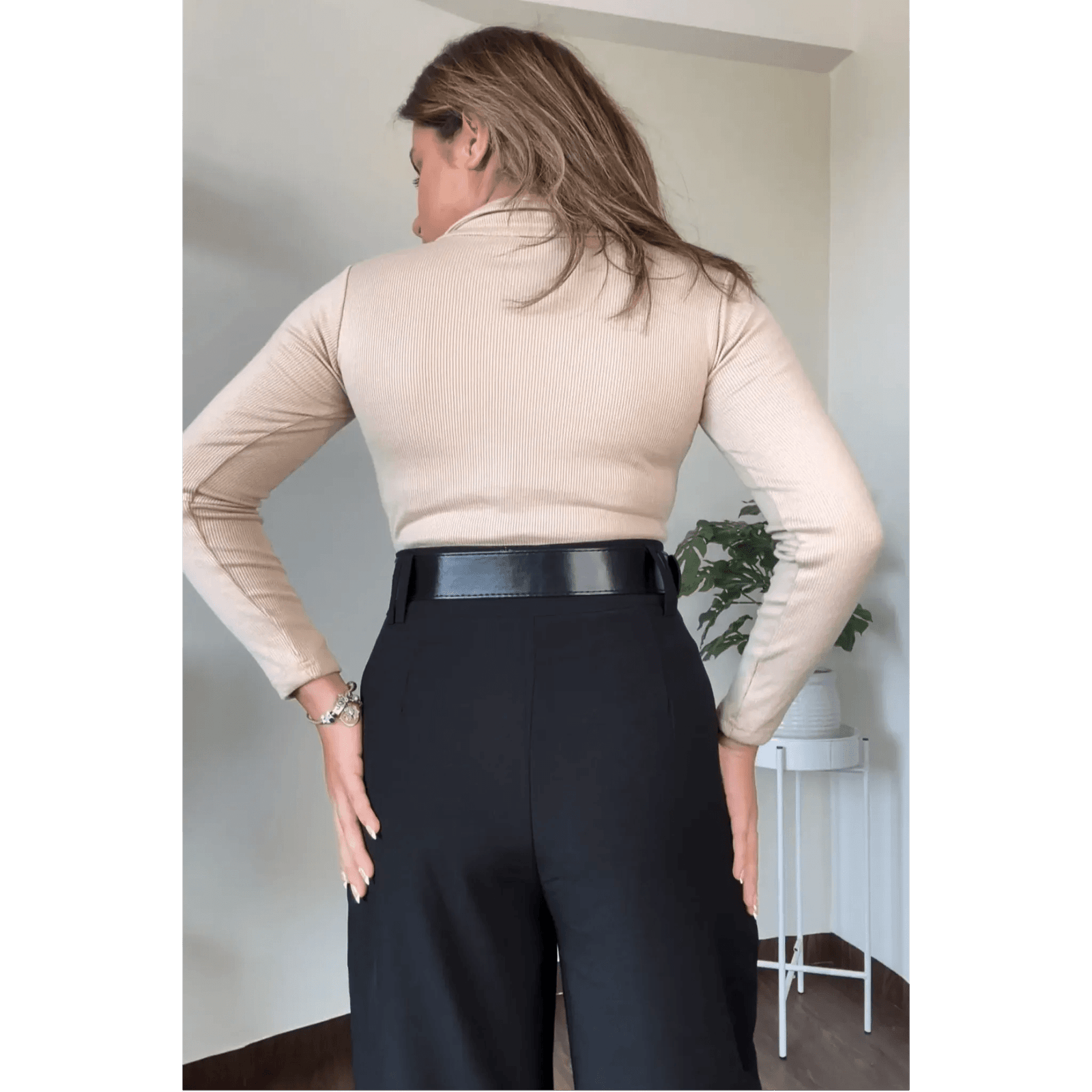 Ribbed Collar Bodysuit Top