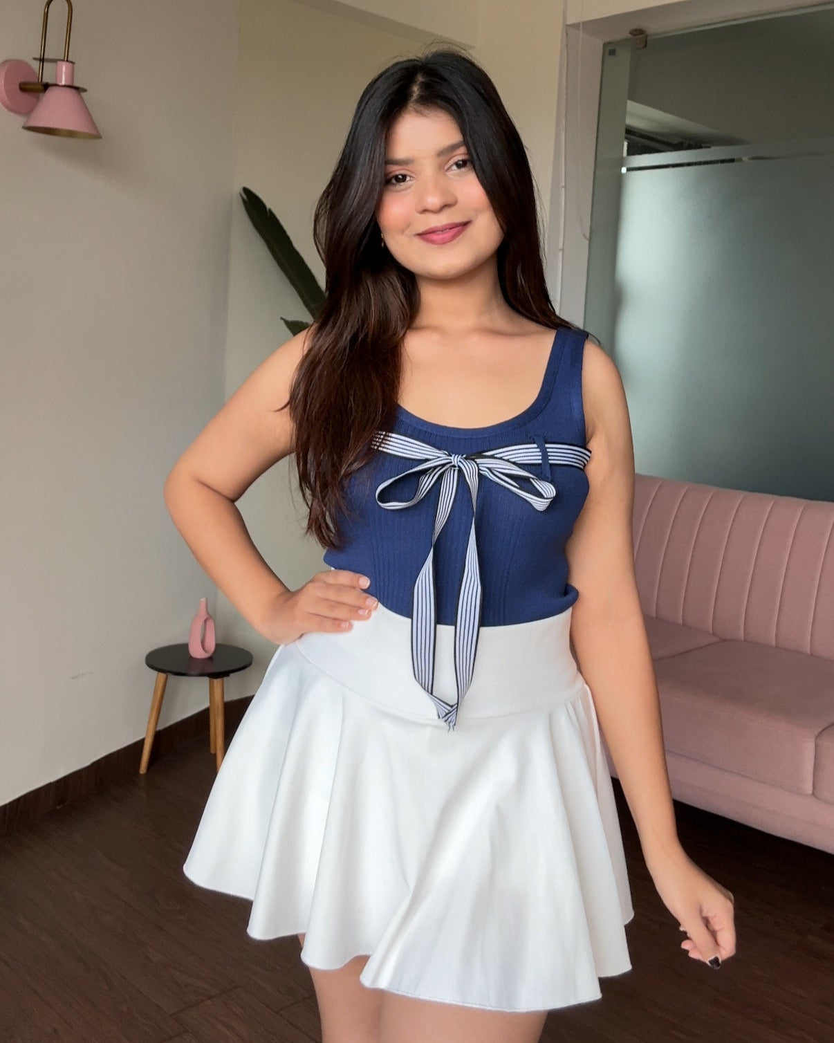 Ribbed Tie Up Bow Detail Cami Top