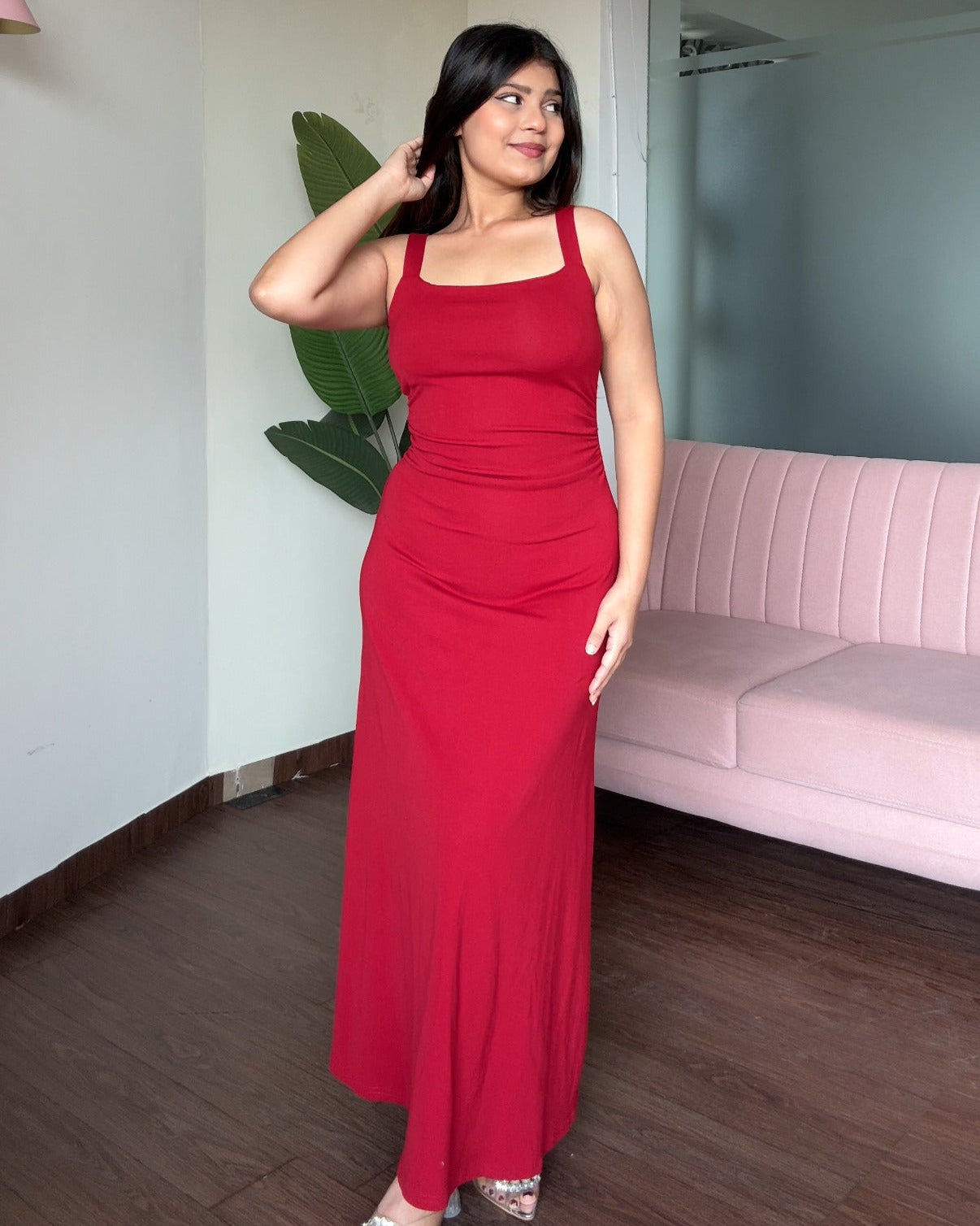 Ruched Fit And Flared Maxi Dress