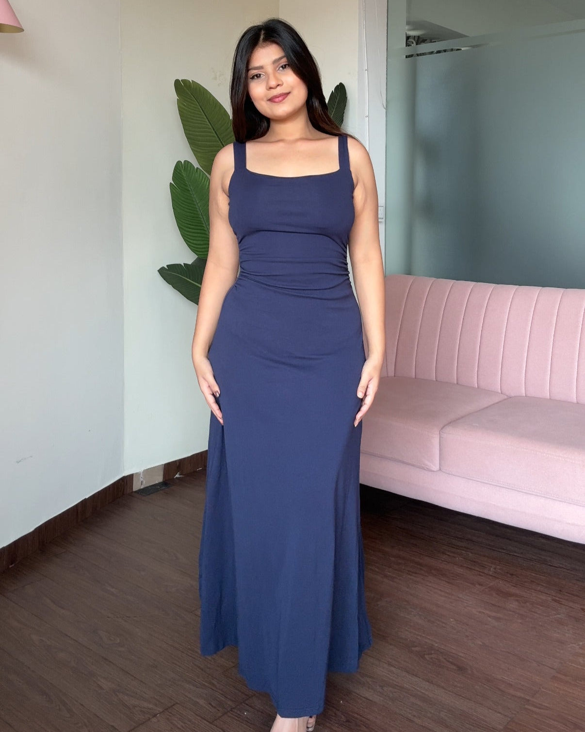 Ruched Fit And Flared Maxi Dress