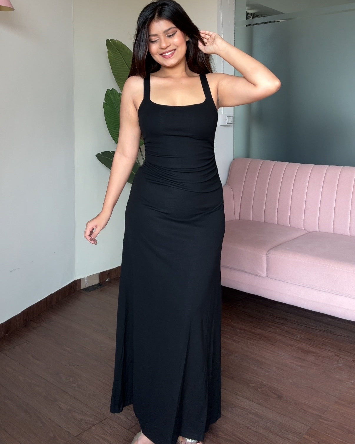 Ruched Fit And Flared Maxi Dress