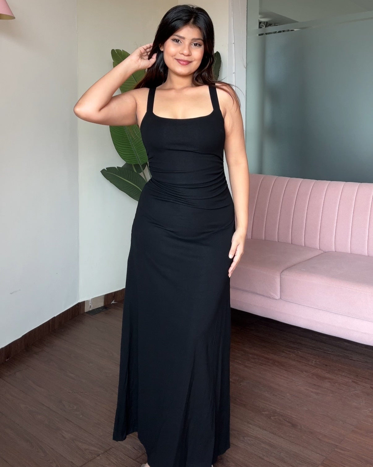 Ruched Fit And Flared Maxi Dress